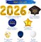 Graduation Party Decorations Kit 2026 – Gold Number Foil Balloons, Congrats Grad Banner, Navy, Gold & White Balloon Set for High School, College, and University Graduation